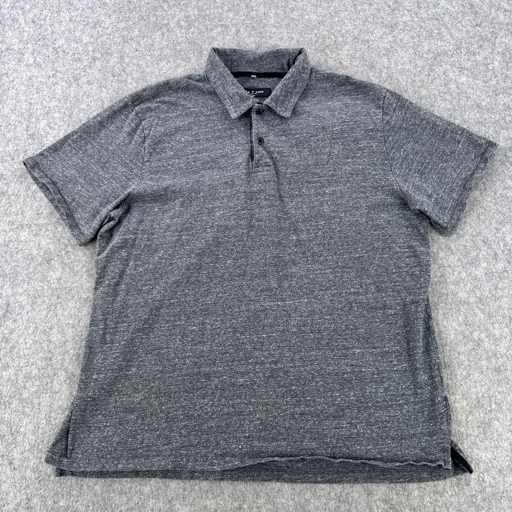 Rag & Bone Polo Shirt Mens XL Gray Cotton Casual Short Sleeve Knit Jersey